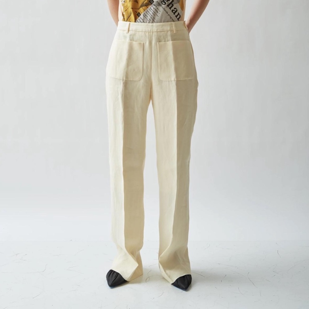 Acne studios Pia Linen Trousers in butter yellow